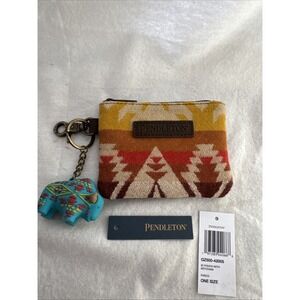 New Pendleton Designer Aztec Style ID Card Holder Zipper Pouch Wallet With Clip